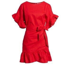 Red linen dress